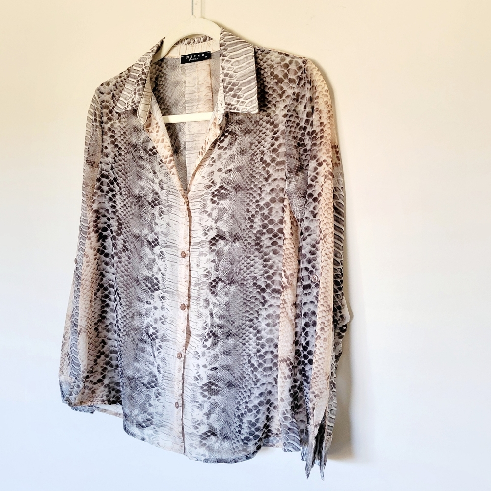Maven West Python Button Down Top - Picture 2 of 6
